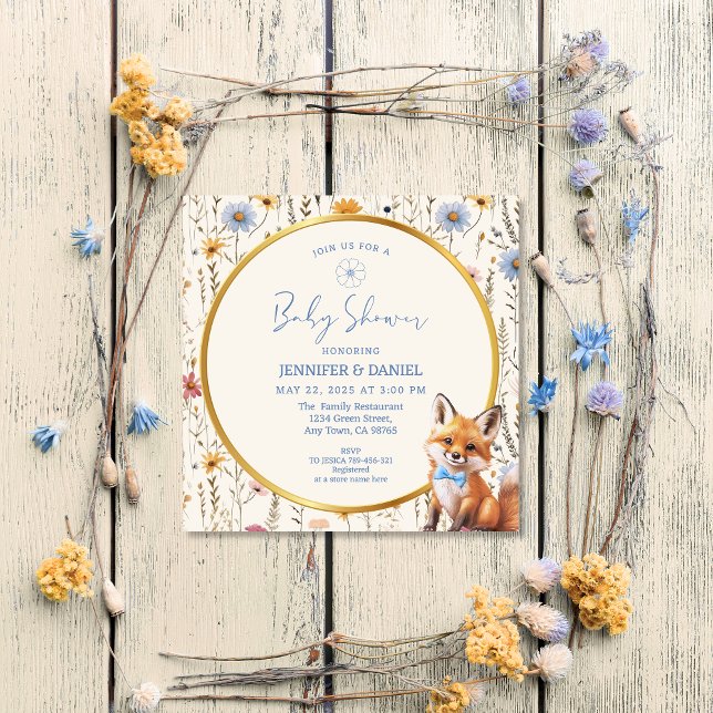 Woodland Fox Floral Baby Girl Shower Invitation (Creator Uploaded)