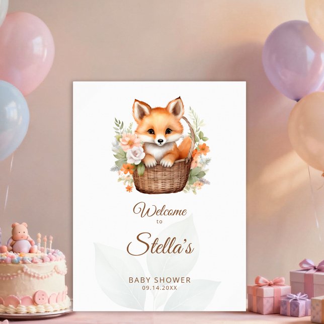 Woodland Fox Florals Baby Shower Welcome Sign (Creator Uploaded)