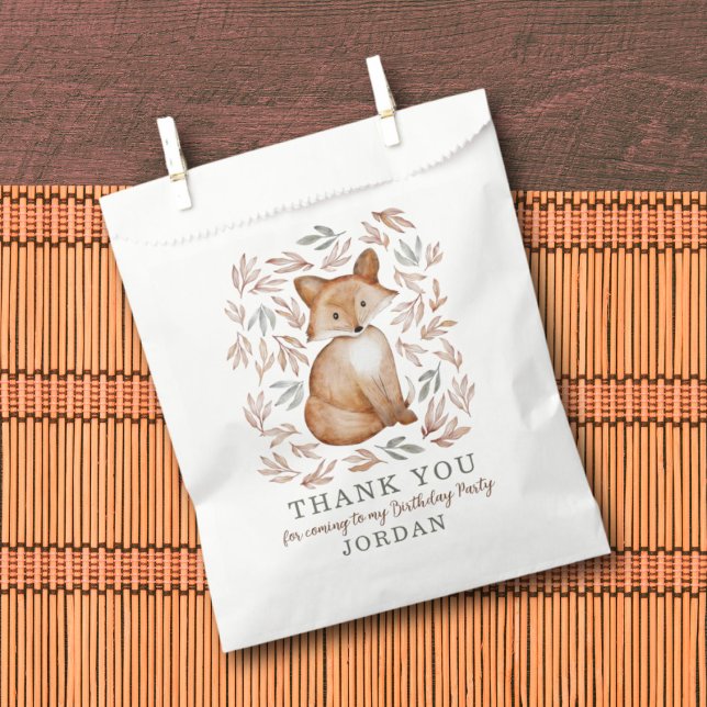 Woodland Fox & Foliage Thank You Favour Bag (Creator Uploaded)