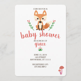 Woodland Fox & Forest Animal Baby Shower Invite