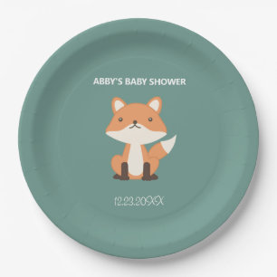 Woodland Fox Forest Baby Shower Custom Paper Plate