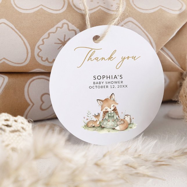 Woodland Fox Girl Baby Shower Favour Tag (Creator Uploaded)