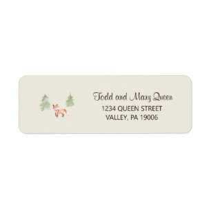 Woodland Fox Girl Baby Shower Return Address Label