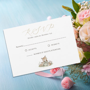 Woodland Fox Girl Baby Shower RSVP Card