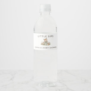 Woodland Fox Girl Baby Shower Water Bottle Label