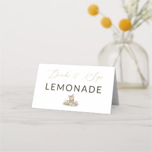 Woodland Fox Girl Drinks & Sips Lemonade Drink Place Card