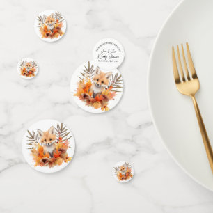 Woodland Fox Greenery Watercolor Leaf Baby Shower Confetti