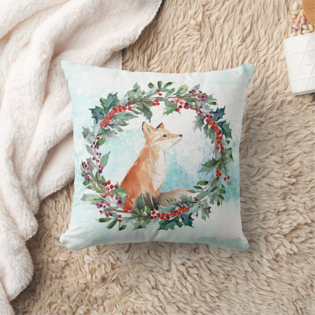 Woodland Fox Holiday Cushion (Blanket)