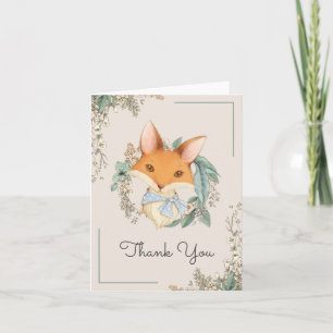 Woodland Fox Illustration Baby Shower Thank You Card