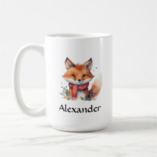 Woodland Fox in Scarf Personalised Coffee Mug