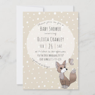 Woodland Fox Neutral Baby Shower Invitation