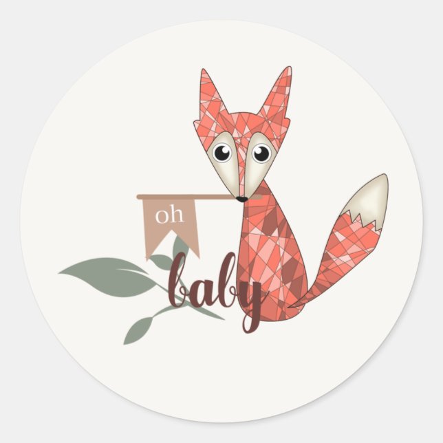 Woodland Fox 'Oh Baby' Celebration Sticker (Front)