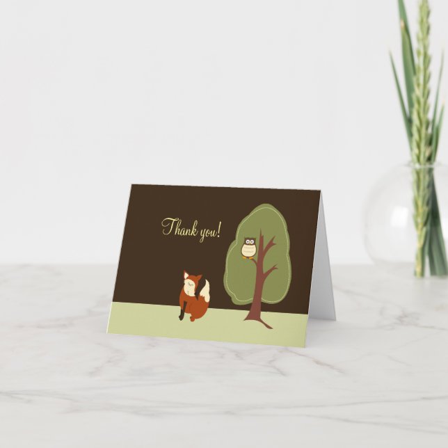 Woodland Fox & Owl Folded Thank you notes (Front)