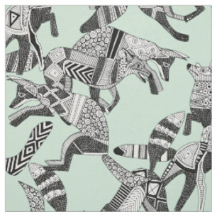 woodland fox party mint fabric