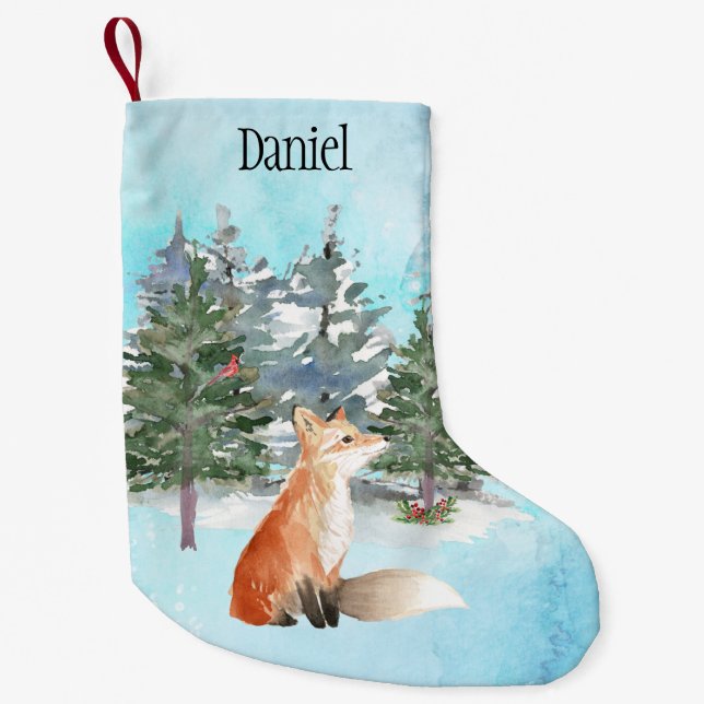 Woodland Fox Personalised Christmas Small Christmas Stocking (Front)