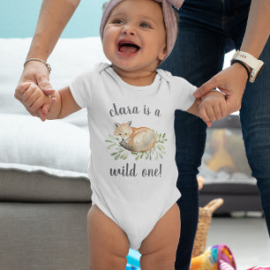 Woodland Fox   Personalised First Birthday Baby Bodysuit