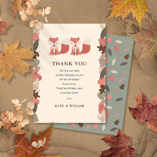 Woodland Fox Twins Baby Shower Thank You Poem