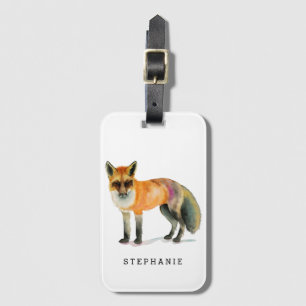 Woodland Fox Watercolor Custom Luggage Tag