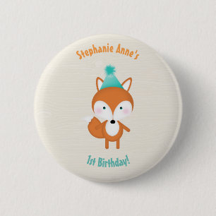 Woodland Fox with Balloons 6 Cm Round Badge