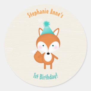 Woodland Fox with Balloons Classic Round Sticker