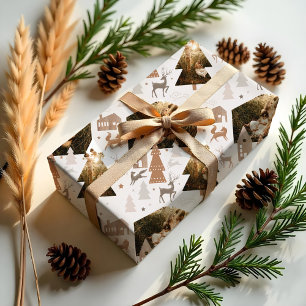 Woodland Foxes, Rabbit & Reindeer Village 2 Photo Wrapping Paper