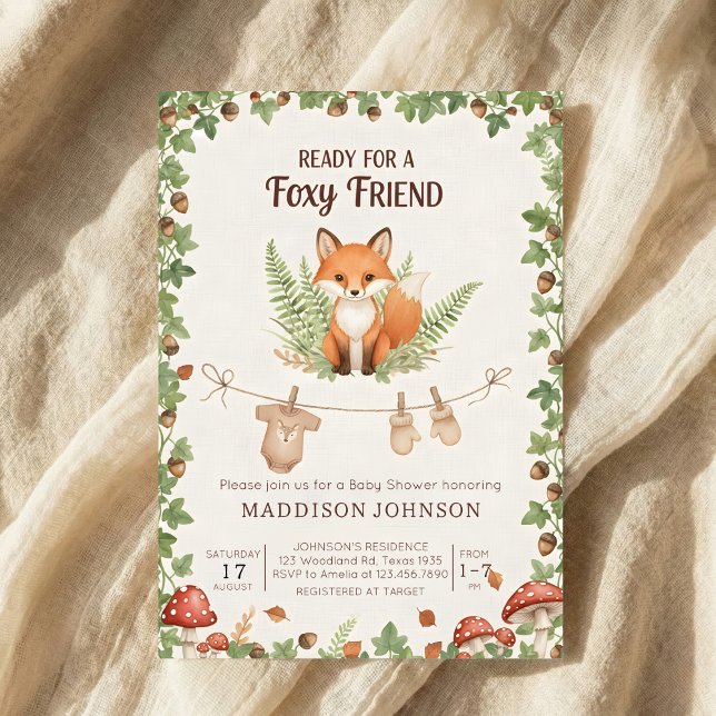 Woodland foxy baby shower invitation (Creator Uploaded)