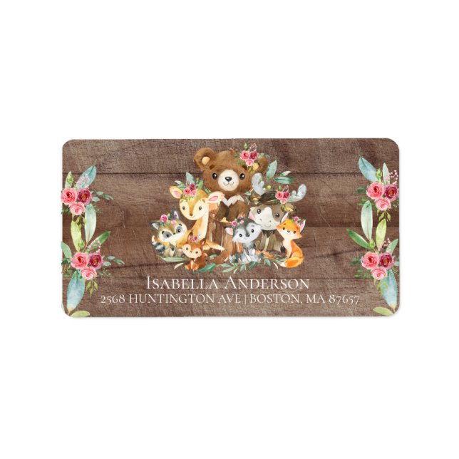Woodland friends Baby Shower Address Label (Front)