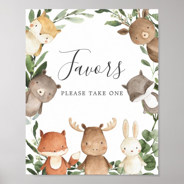 Woodland Friends Baby Shower Favours Sign (Front)