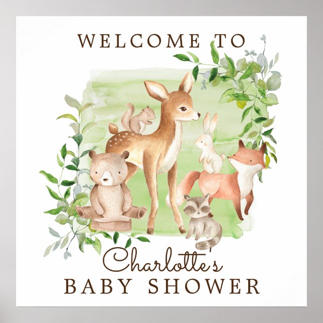 Woodland Friends Baby Shower Welcome Poster (Front)