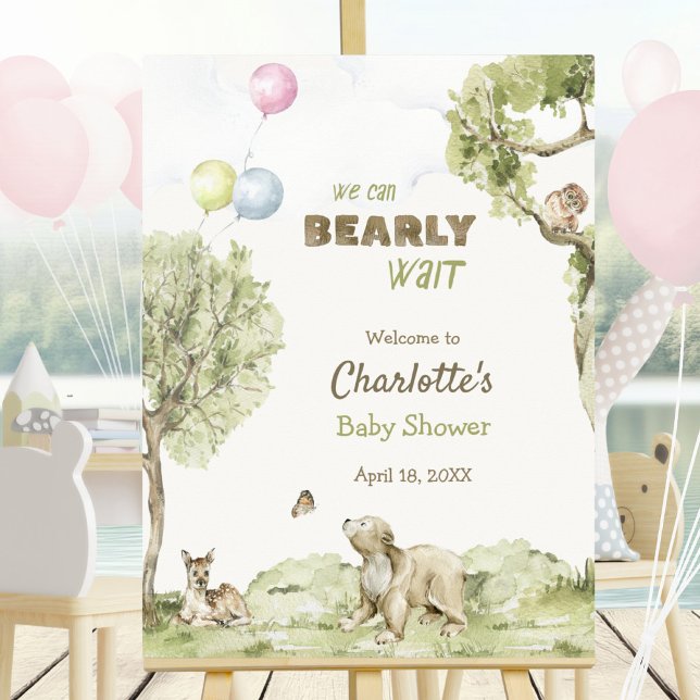Woodland Friends Bearly Wait Welcome Baby Shower Poster (Woodland Friends Bearly Wait Welcome Baby Shower Poster ©Susanne Sachers - Sunny Mind 🌞)