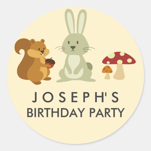 Woodland Friends Birthday Sticker (Front)