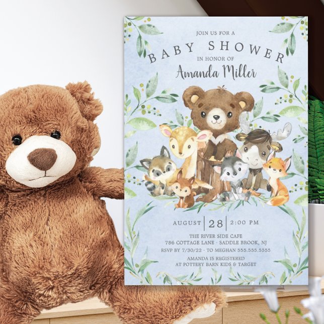 Woodland Friends Boys Baby Shower Invitation (Creator Uploaded)