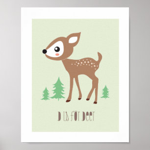 Woodland Friends - D is for Deer Art Print