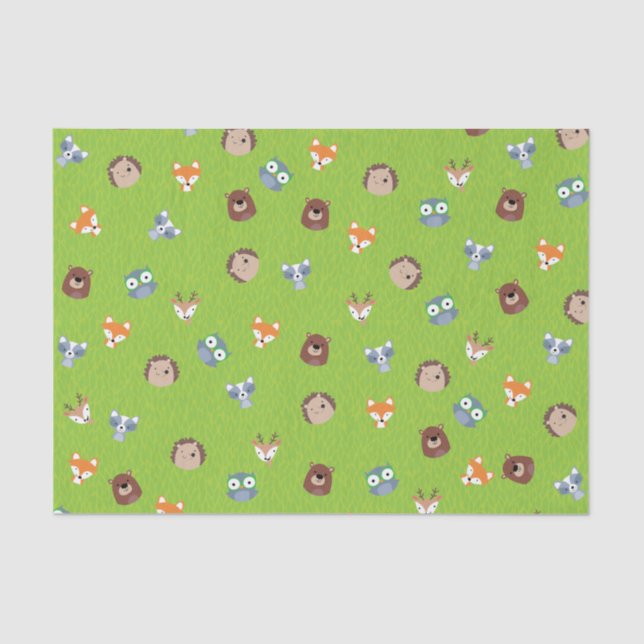 Woodland Friends - Fox Bear Racoon Hedgehog Deer Tissue Paper (Front)