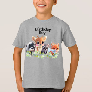 Woodland friends fox skunk racoon deer birthday  T-Shirt