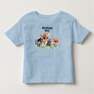 Woodland friends fox skunk racoon deer birthday  toddler T-Shirt