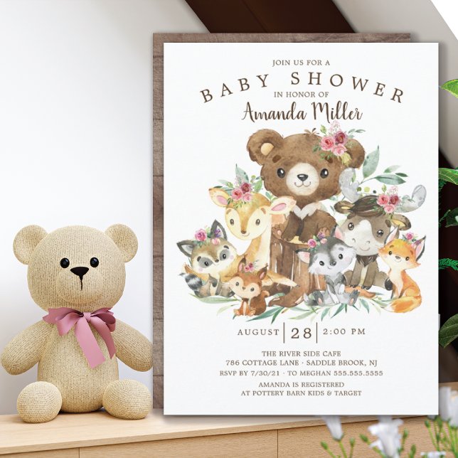 Woodland Friends Girls Baby Shower Invitation (Creator Uploaded)
