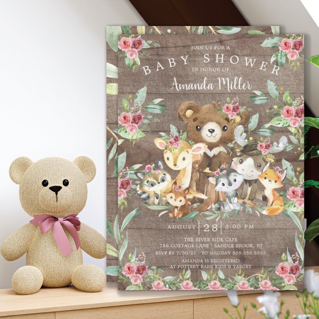 Woodland Friends Girls Baby Shower Invitation (Creator Uploaded)