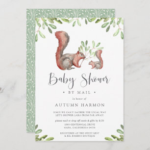 Woodland Friends Red Squirrel Baby Shower by Mail Invitation