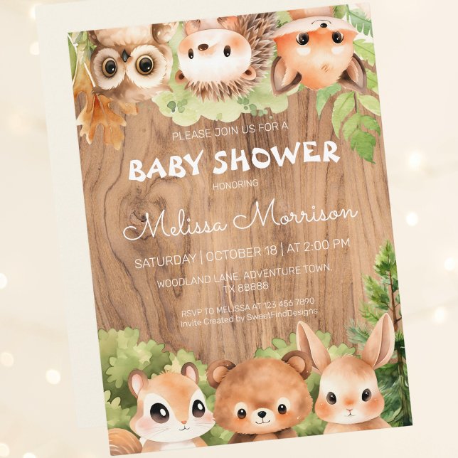 Woodland Friends Reunion Baby Shower Invitation (Woodland Friends Reunion Baby Shower Invitation)