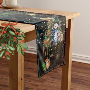 Woodland Friends Starry Night Christmas Short Table Runner