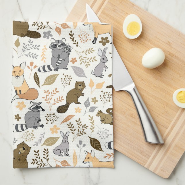 Woodland Friends Tea Towel (Quarter Fold)