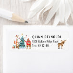 Woodland Friends Winter Christmas Birthday Party Return Address Label<br><div class="desc">When your guests receive their special invite tucked inside the envelope, topped off with a themed address sticker, they will know your party is the one to be at. These cheerful address stickers feature adorable woodland animals having a party. Add your custom wording to this design by using the "Edit...</div>