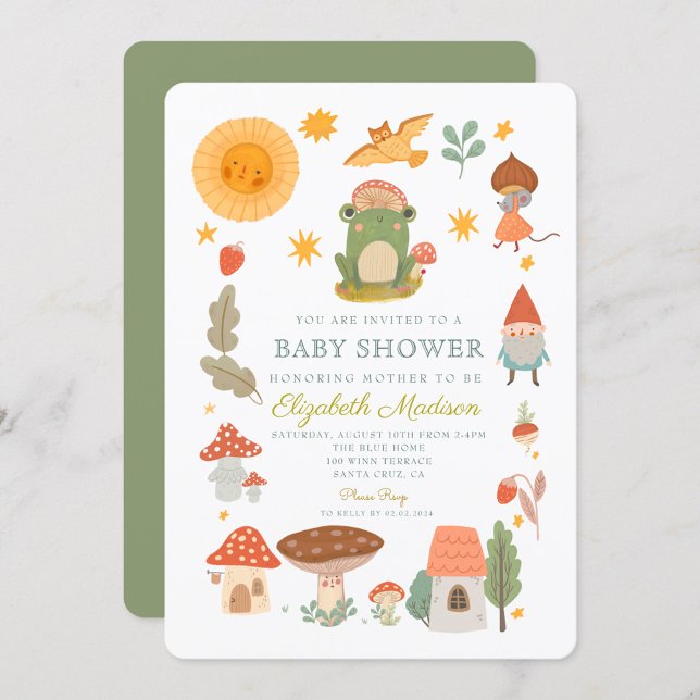Woodland Frog mushroom Baby Shower Invitation (Creator Uploaded)