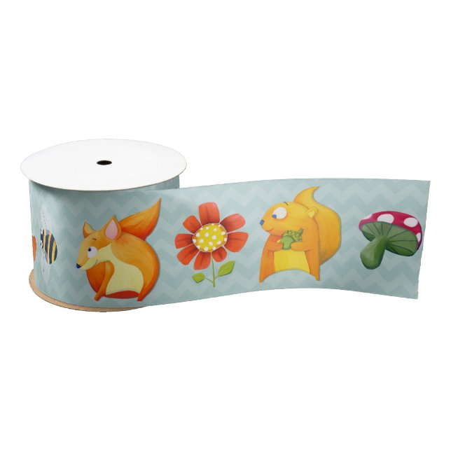 Woodland Fun aqua 3" Wide Satin Ribbon (Spool)