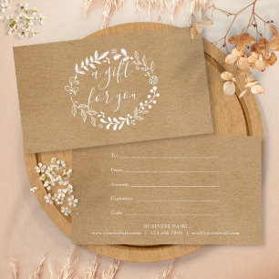 Woodland Garland Rustic Kraft Gift Certificate