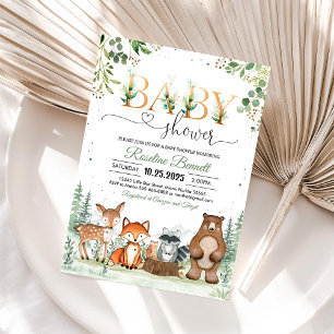 Woodland Gender Neutral Woodland Baby Shower Invitation