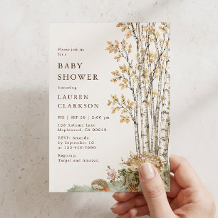 Woodland Gingham Baby Shower Invitation