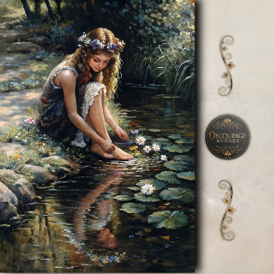 Woodland Girl by Stream Decoupage Tissue Paper