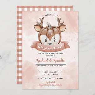 Woodland Girl Deer Pumpkin Baby Shower Invitation